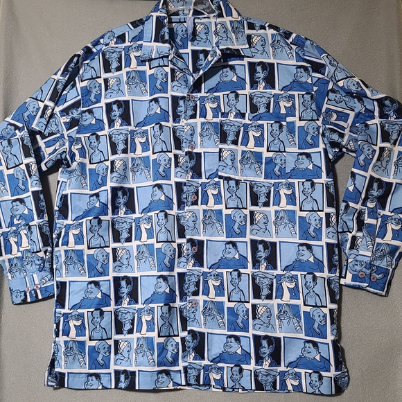 Vintage FUBU Men's Fat Albert AOP Long Sleeve Button Up Shirt Pre-Owned- Size XL - Picture 1 of 15